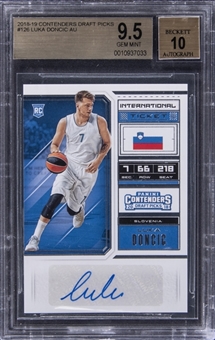 2018-19 Panini Contenders Draft Picks #126 Luka Doncic Signed Rookie Card - BGS GEM MINT 9.5/BGS 10